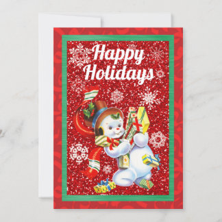 Vintage Snowman Christmas Half Fold Card