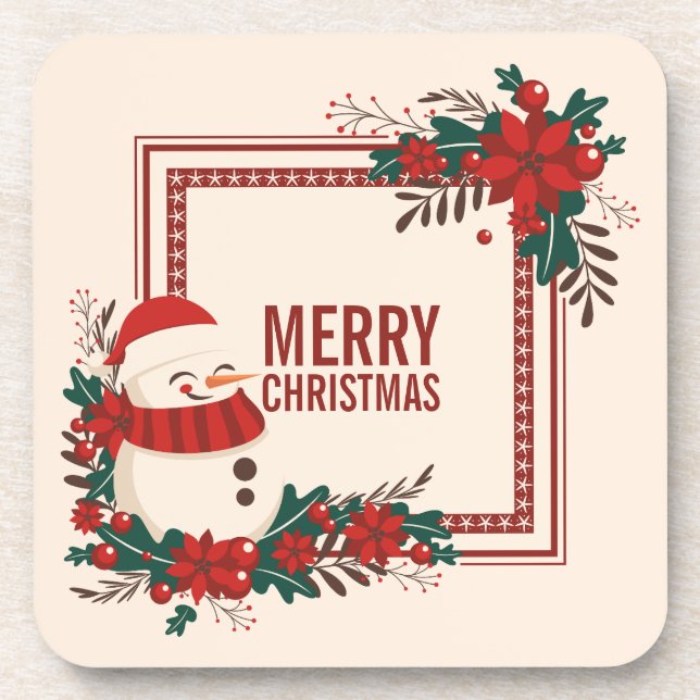 Vintage Snowman Christmas Holiday | Coaster (Front)