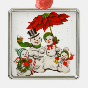 Vintage Snowman Christmas Metal Tree Decoration
