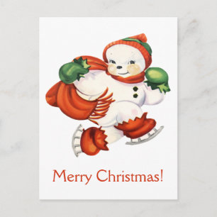 Vintage Snowman Christmas Postcard