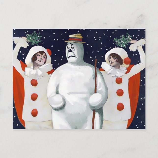 Vintage Snowman Christmas Postcard (Front)