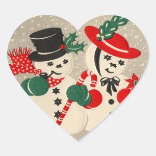 Vintage Snowman Couple Stickers