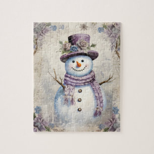 Vintage Snowman Elegance Christmas Holiday Jigsaw Puzzle