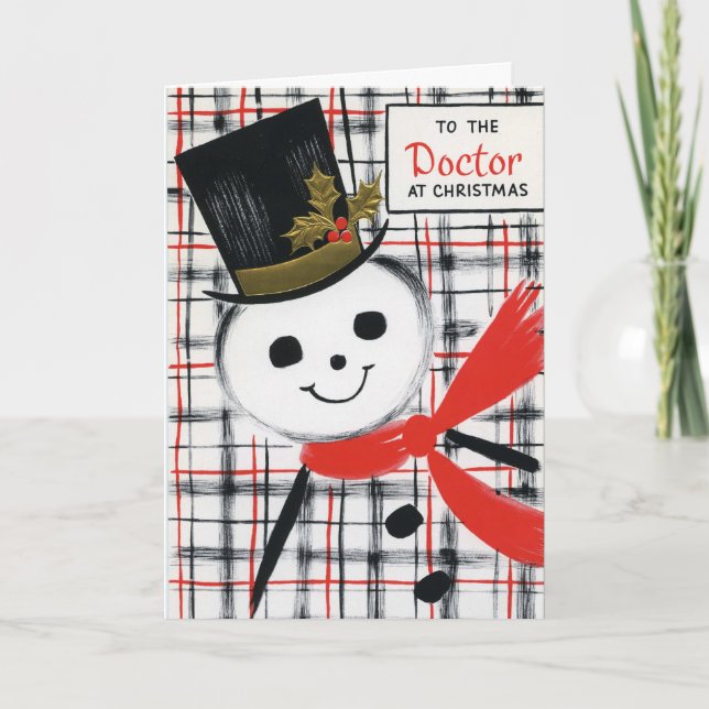Vintage Snowman For Doctor Holiday Card (Front)