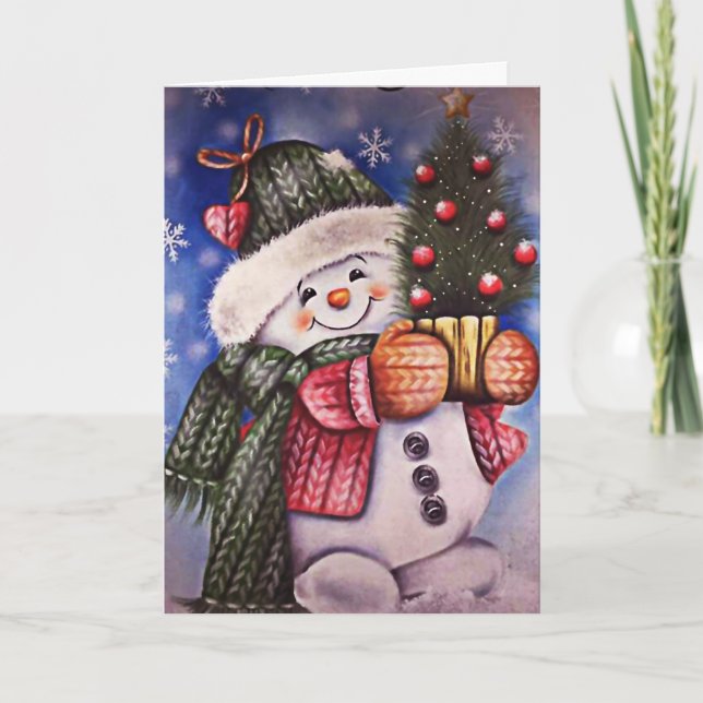 Vintage Snowman Holiday Card (Front)