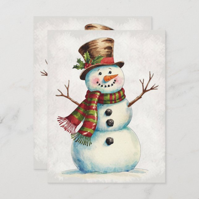 Vintage Snowman Holiday Card (Front/Back)