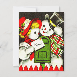 Vintage Snowman Love Holiday Card
