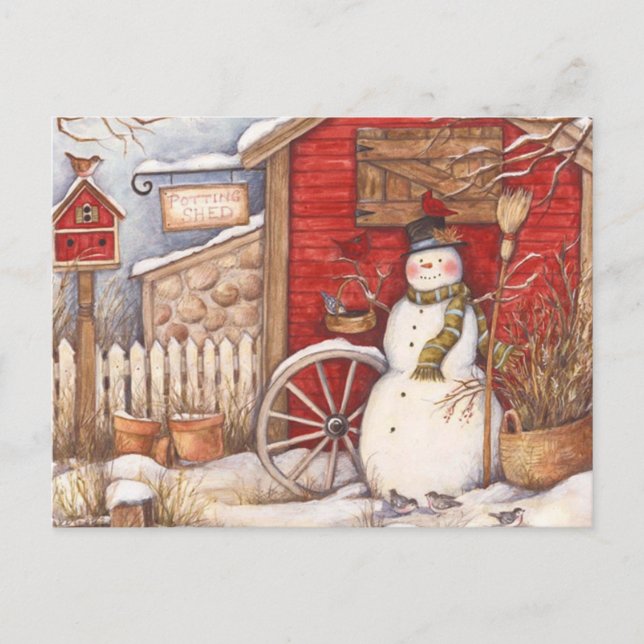 Vintage Snowman Postcard (Front)