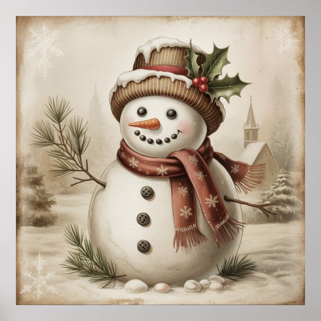 Vintage Snowman Poster (Front)