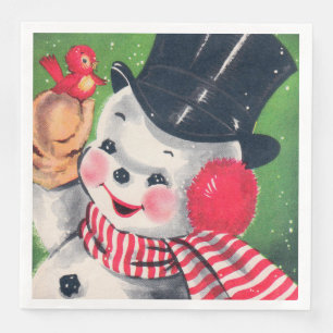 Vintage snowman retro Christmas party plate Napkin