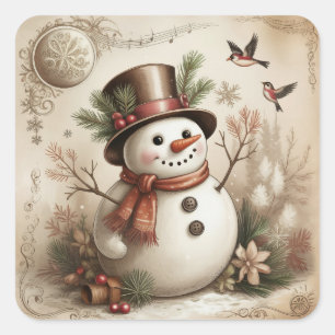 Vintage Snowman Stickers