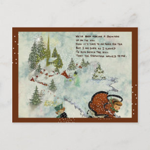 Vintage Snowy Christmas Holiday Postcard