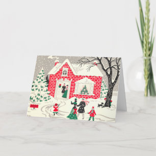 Vintage Snowy Visit Holiday Card