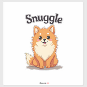 Vintage Snuggle Pomeranian Cute Dog Illustration D