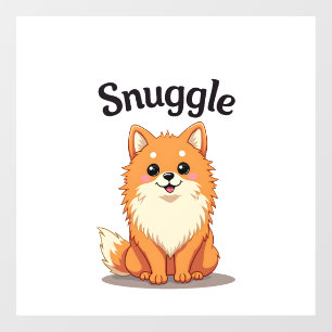 Vintage Snuggle Pomeranian Cute Dog Illustration D