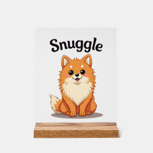 Vintage Snuggle Pomeranian Cute Dog Illustration D Acrylic Sign