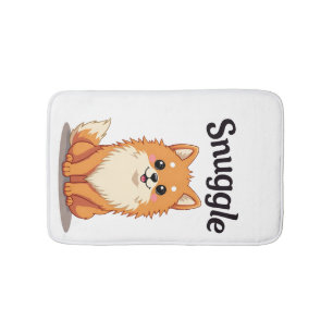 Vintage Snuggle Pomeranian Cute Dog Illustration D Bath Mat