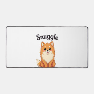 Vintage Snuggle Pomeranian Cute Dog Illustration D Desk Mat