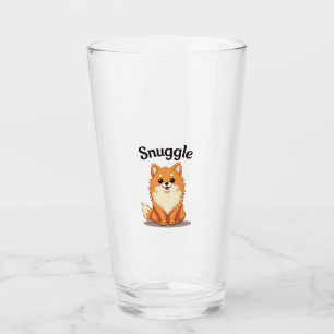 Vintage Snuggle Pomeranian Cute Dog Illustration D Glass