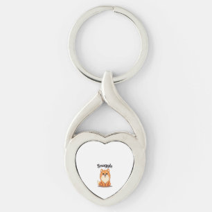 Vintage Snuggle Pomeranian Cute Dog Illustration D Key Ring