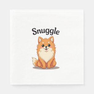 Vintage Snuggle Pomeranian Cute Dog Illustration D Napkin