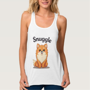 Vintage Snuggle Pomeranian Cute Dog Illustration D Singlet