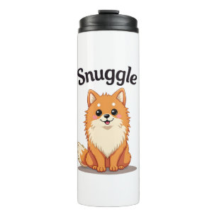 Vintage Snuggle Pomeranian Cute Dog Illustration D Thermal Tumbler