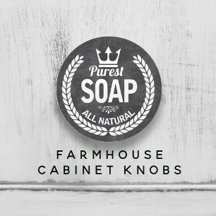 Vintage Soap Logo in Wreath Bathroom Ceramic Knob