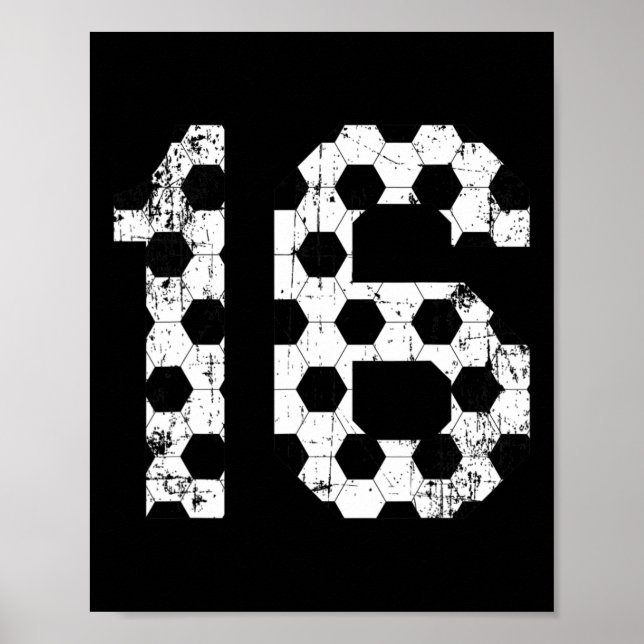 Vintage Soccer 16 Jersey Number  Poster (Front)