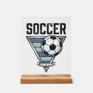 Vintage Soccer Ball Triangle Badge Shirt Design (2 Acrylic Sign