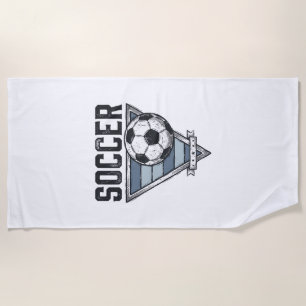 Vintage Soccer Ball Triangle Badge Shirt Design (2 Beach Towel