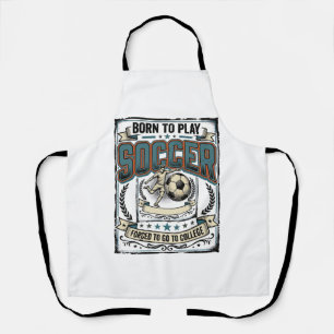 Vintage Soccer Born To Play College Shirt Design_1 Apron