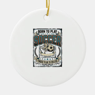 Vintage Soccer Born To Play College Shirt Design_1 Ceramic Tree Decoration