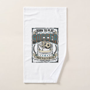 Vintage Soccer Born To Play College Shirt Design_1 Hand Towel