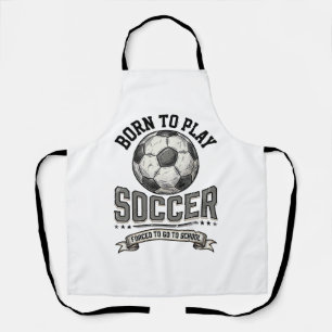Vintage Soccer Born To Play School Shirt Design_1 Apron