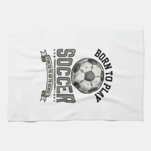 Vintage Soccer Born To Play School Shirt Design_1 Tea Towel