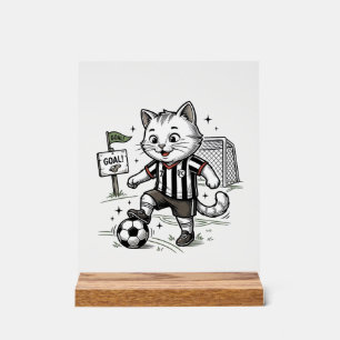 Vintage Soccer Cat Engraving Shirt Design_1 Acrylic Sign