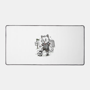 Vintage Soccer Cat Engraving Shirt Design_1 Desk Mat