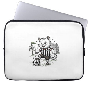 Vintage Soccer Cat Engraving Shirt Design_1 Laptop Sleeve