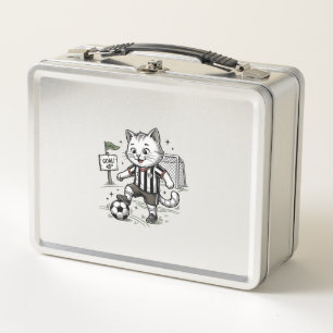 Vintage Soccer Cat Engraving Shirt Design_1 Metal Lunch Box