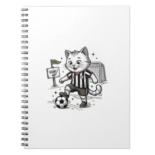 Vintage Soccer Cat Engraving Shirt Design_1 Notebook