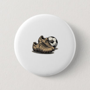 Vintage Soccer Cleats And Ball Shirt Design_1 6 Cm Round Badge