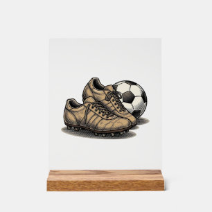 Vintage Soccer Cleats And Ball Shirt Design_1 Acrylic Sign