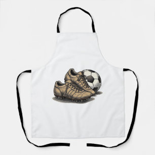 Vintage Soccer Cleats And Ball Shirt Design_1 Apron