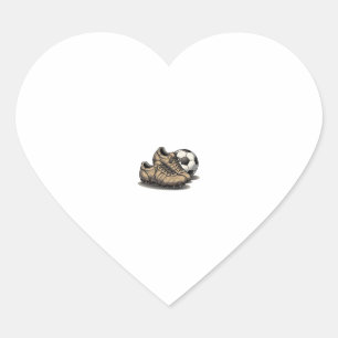 Vintage Soccer Cleats And Ball Shirt Design_1 Heart Sticker
