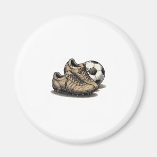 Vintage Soccer Cleats And Ball Shirt Design_1 Magnet