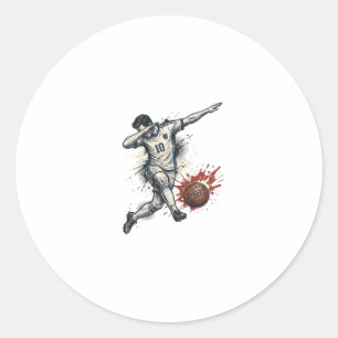Vintage Soccer Dab Player Graphic Shirt Design_1 Classic Round Sticker
