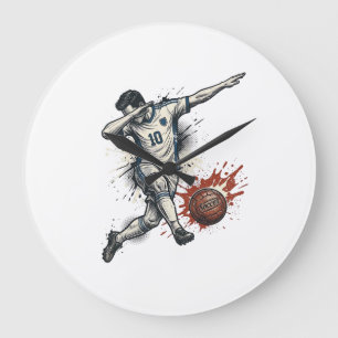 Vintage Soccer Dab Player Graphic Shirt Design_1 Large Clock