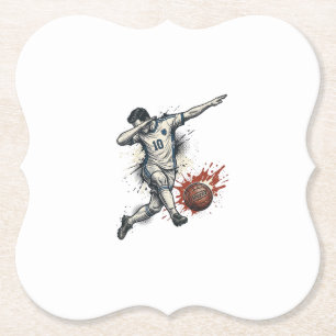 Vintage Soccer Dab Player Graphic Shirt Design_1 Paper Coaster
