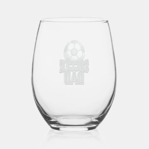 Vintage Soccer Dad Bold Engraving Shirt Design_1 Stemless Wine Glass